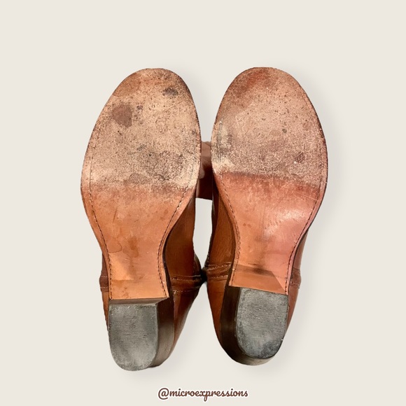 1970 Frye VINTAGE RARE Deer/Moose Cognac Leather Campus Knee High Tall Heel Boot - Picture 9 of 13